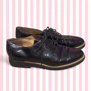 Franco Sarto Black Leather Lace-Up Oxfords